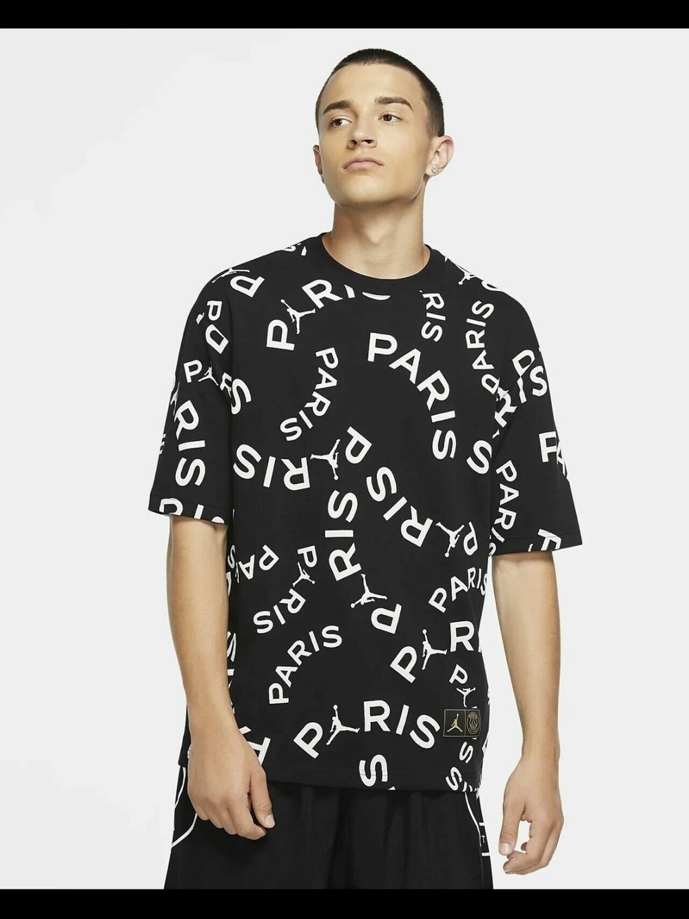 Air Jordan Mens Paris Saint-Germain Allover Print Jock Tag Black Size Medium